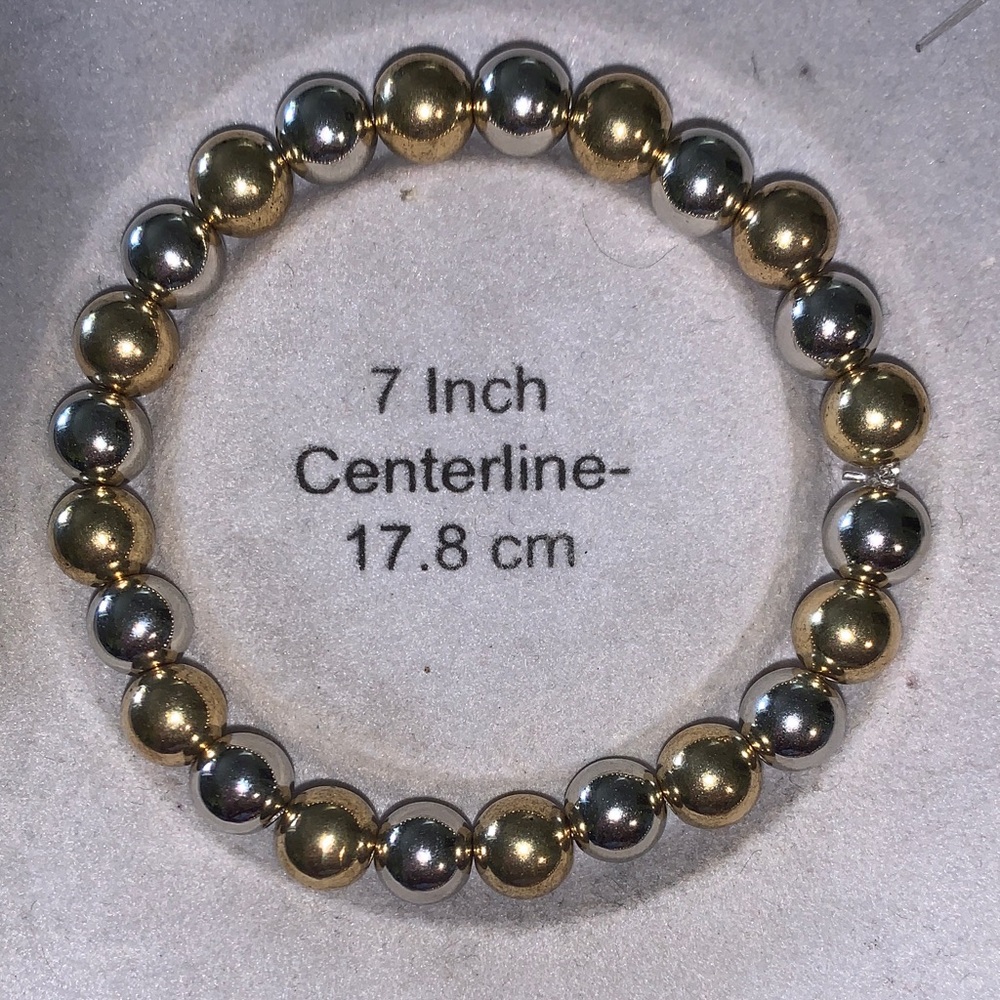 Elegant Gold and Silver Beaded stretch Bracelet